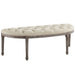 Benches Esteem Vintage French Upholstered Fabric Semi-Circle Bench Beige -Free Shipping at Bohemian Home Decor