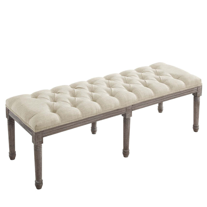 Province French Vintage Upholstered Fabric Bench | Bohemian Home Decor