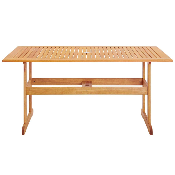 Outdoor Table Hatteras 59" Rectangle Outdoor Patio Eucalyptus Wood Dining Table Natural -Free Shipping at Bohemian Home Decor