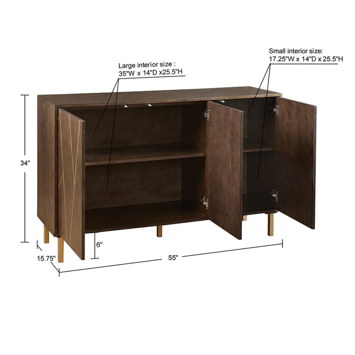 Sadler 34"H 3-Door Cabinet | Bohemian Home Decor