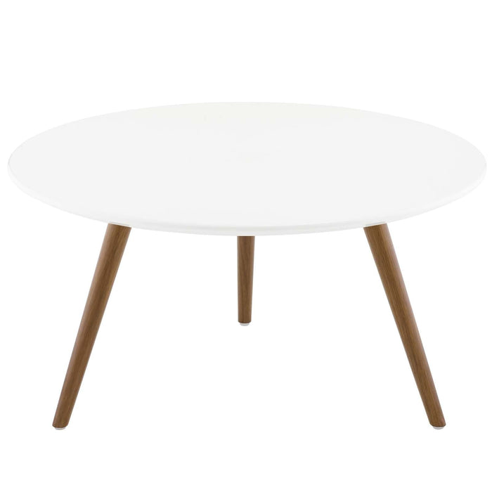 Lippa 28" Round Wood Top Coffee Table with Tripod Base | Bohemian Home Decor