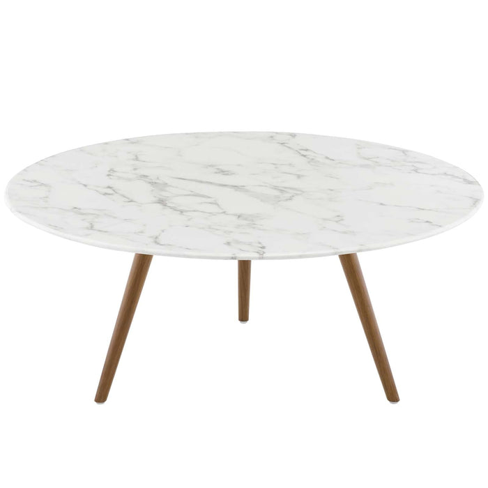 Accent Tables, Coffee Tables Lippa 36" Round Artificial Marble Coffee Table with Tripod Base -Free Shipping at Bohemian Home Decor