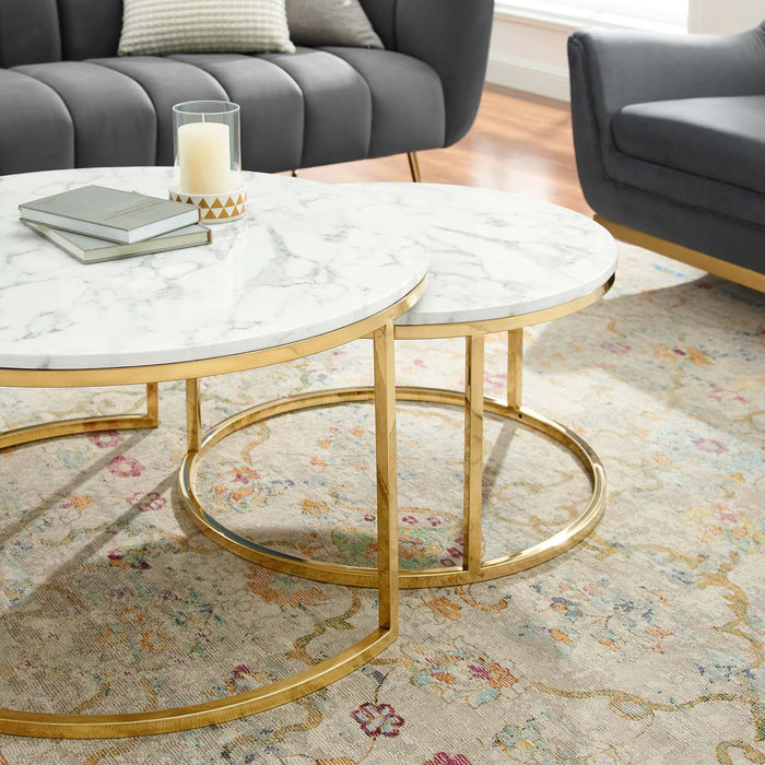 Accent Tables, Coffee Tables Ravenna Artificial Marble Nesting Coffee Table -Free Shipping at Bohemian Home Decor
