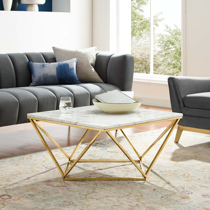 Vertex Gold Metal Stainless Steel Coffee Table | Bohemian Home Decor