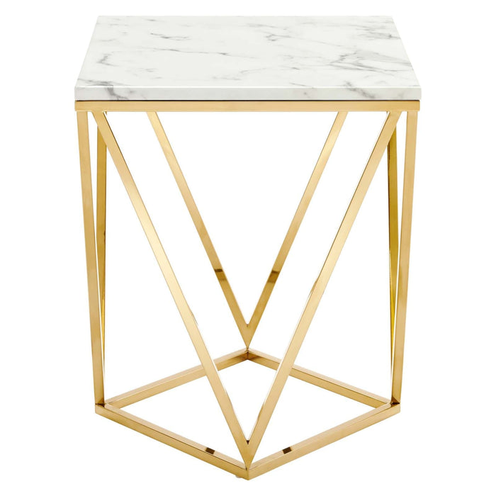 Vertex Gold Metal Stainless Steel End Table | Bohemian Home Decor