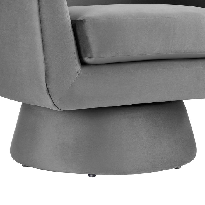 Astral Performance Velvet Fabric and Wood Swivel Chair | Bohemian Home Decor
