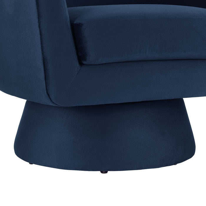 Astral Performance Velvet Fabric and Wood Swivel Chair | Bohemian Home Decor