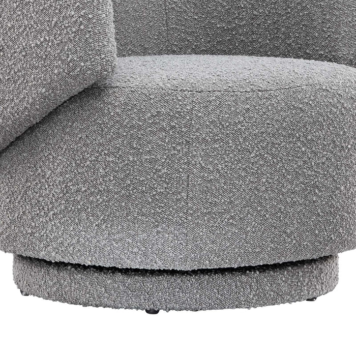 Celestia Boucle Fabric Fabric and Wood Swivel Chair | Bohemian Home Decor