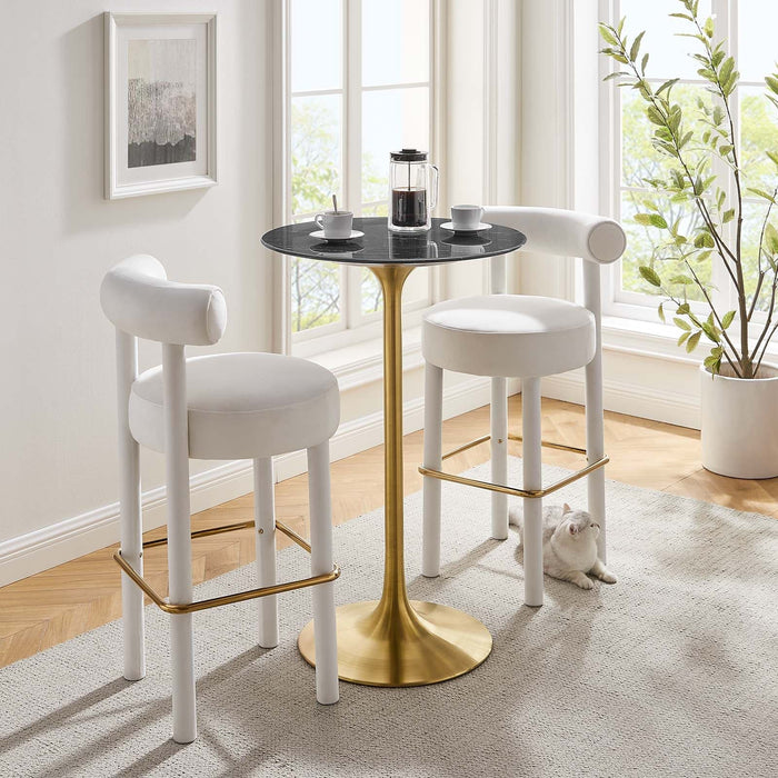 Lippa 28" Round Artificial Marble Bar Table | Bohemian Home Decor