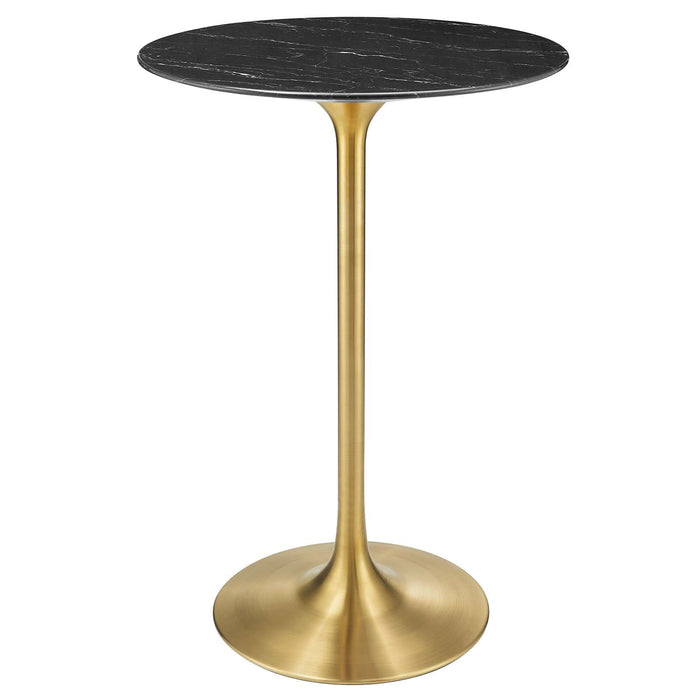 Lippa 28" Round Artificial Marble Bar Table | Bohemian Home Decor