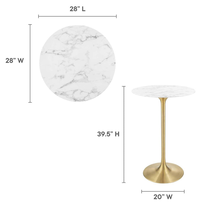 Lippa 28" Round Artificial Marble Bar Table III | Bohemian Home Decor
