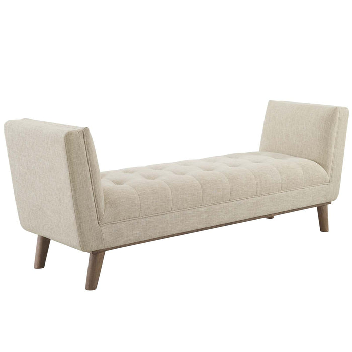 Benches Haven Tufted Button Upholstered Fabric Accent Bench Beige -Free Shipping at Bohemian Home Decor