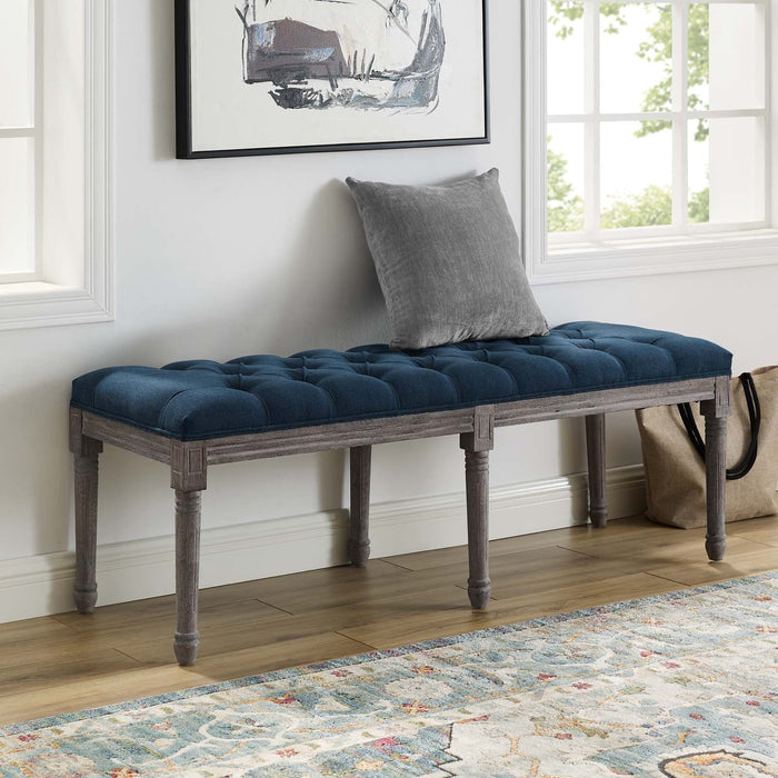 Province French Vintage Upholstered Fabric Bench | Bohemian Home Decor