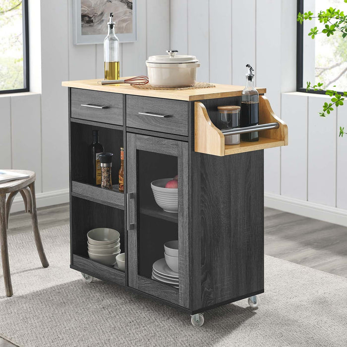 Culinary Kitchen Cart With Spice Rack | Bohemian Home Decor