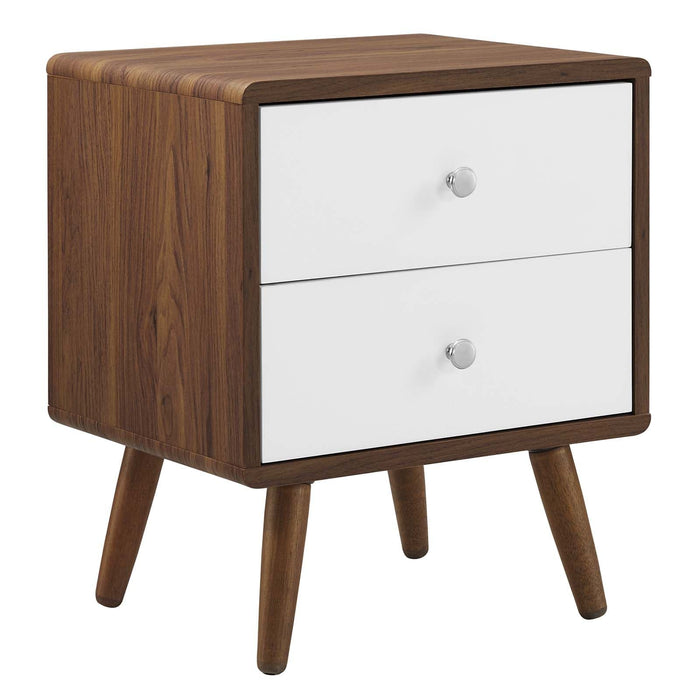 Cabinets Transmit 2-Drawer Nightstand Walnut White -Free Shipping at Bohemian Home Decor