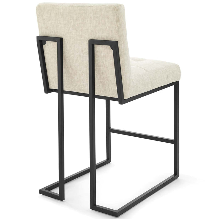 Privy Black Stainless Steel Upholstered Fabric Counter Stool | Bohemian Home Decor