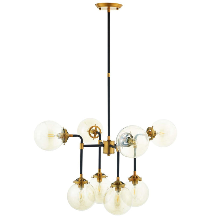 Chandelier Ambition Amber Glass And Antique Brass 8 Light Pendant Chandelier -Free Shipping at Bohemian Home Decor