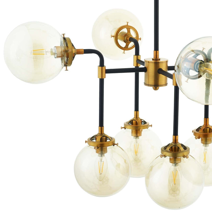 Ambition Amber Glass And Antique Brass 8 Light Pendant Chandelier | Bohemian Home Decor