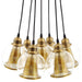 Peak Brass Cone and Glass Globe Cluster Pendant Chandelier | Bohemian Home Decor