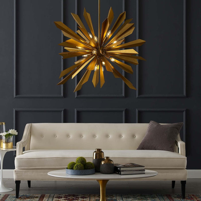 Pervade Starburst Brass Pendant Light Chandelier | Bohemian Home Decor