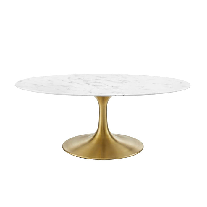 Lippa 42" Oval Artificial Marble Coffee Table II | Bohemian Home Decor