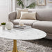 Lippa 42" Oval Artificial Marble Coffee Table II | Bohemian Home Decor