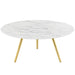 Lippa 36" Round Artificial Marble Coffee Table with Tripod Base II | Bohemian Home Decor