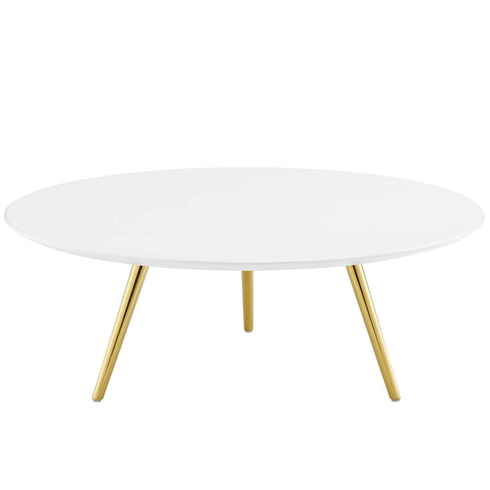 Coffee Tables Lippa 40" Round Wood Top Coffee Table with Tripod Base II Gold White -Free Shipping at Bohemian Home Decor