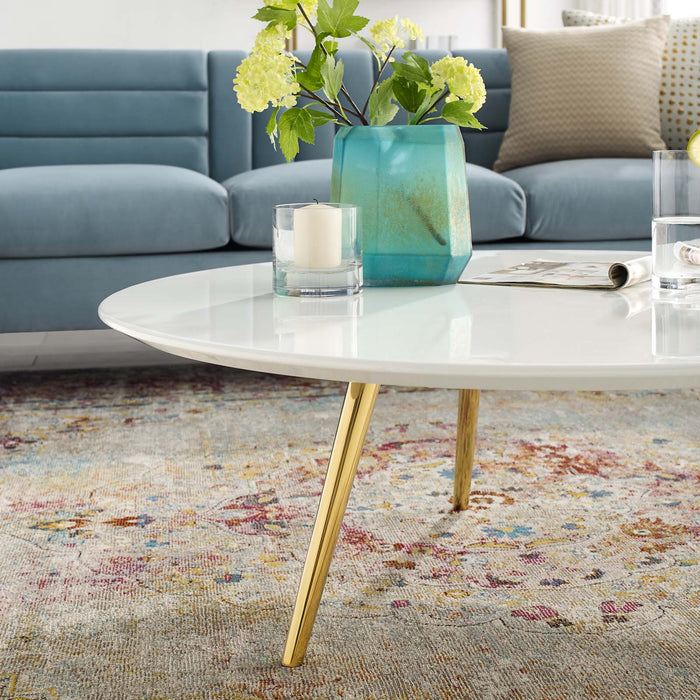Coffee Tables Lippa 40" Round Wood Top Coffee Table with Tripod Base II Gold White -Free Shipping at Bohemian Home Decor