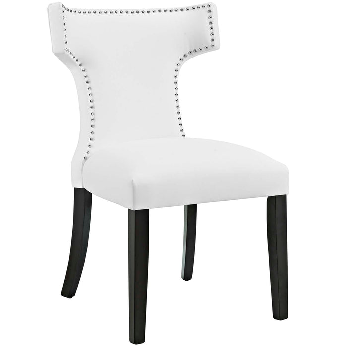 Dining Chair Curve Vegan Leather Dining Chair White -Free Shipping at Bohemian Home Decor