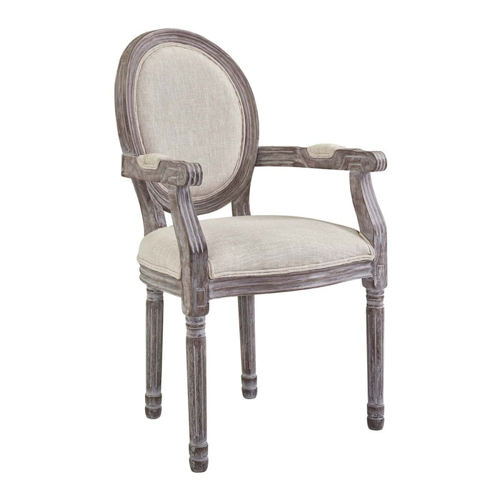 Dining Chair Emanate Vintage French Upholstered Fabric Dining Armchair Beige -Free Shipping at Bohemian Home Decor