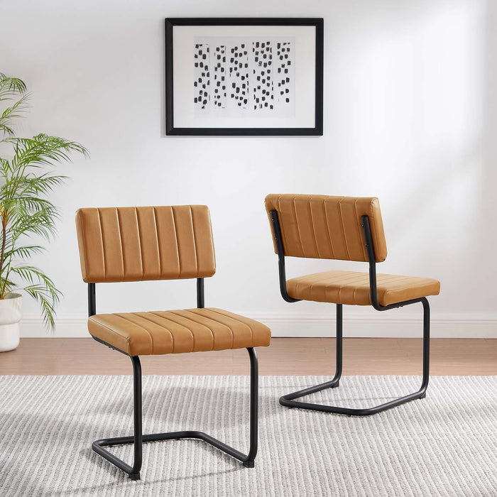 Parity Vegan Leather Dining Side Chairs - Set of 2 | Bohemian Home Decor