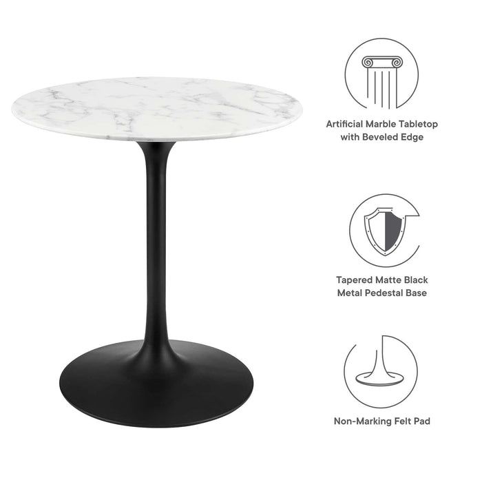 Lippa 28" Round Artificial Marble Dining Table | Bohemian Home Decor