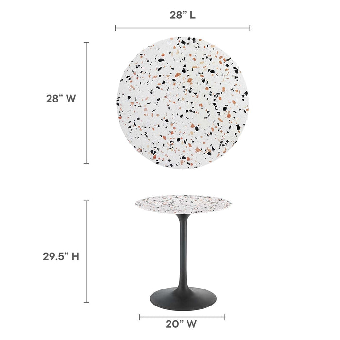 Dining Table Lippa 28" Round Terrazzo Dining Table Black White -Free Shipping by Bohemian Home Decor