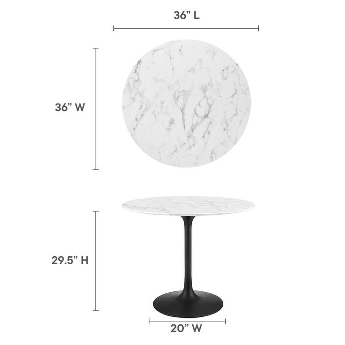 Lippa 36" Round Artificial Marble Dining Table | Bohemian Home Decor