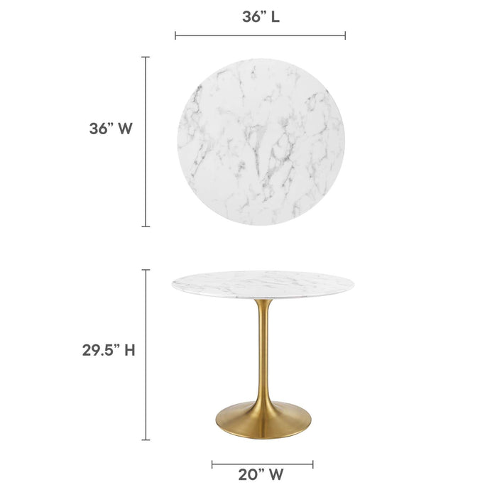 Lippa 36" Round Artificial Marble Dining Table II | Bohemian Home Decor