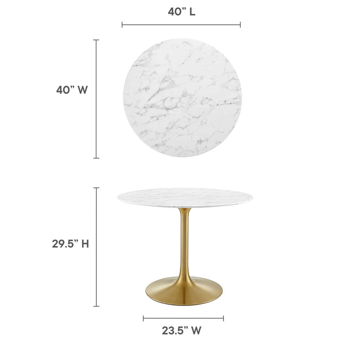 Lippa 40" Round Artificial Marble Dining Table II | Bohemian Home Decor