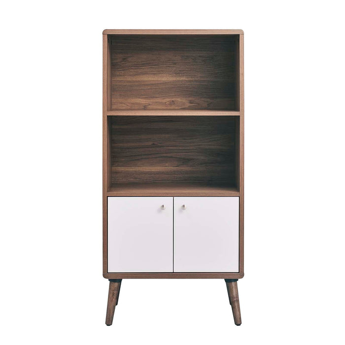 Furniture > Shelving Transmit Display Cabinet Bookshelf Walnut White -Free Shipping at Bohemian Home Decor
