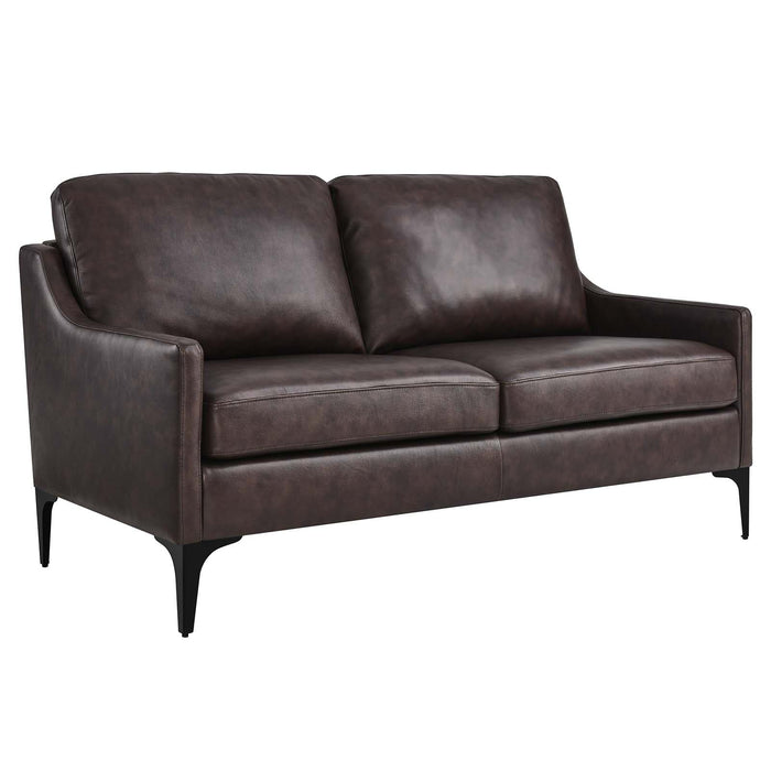 Loveseats Corland Leather Loveseat Brown -Free Shipping at Bohemian Home Decor