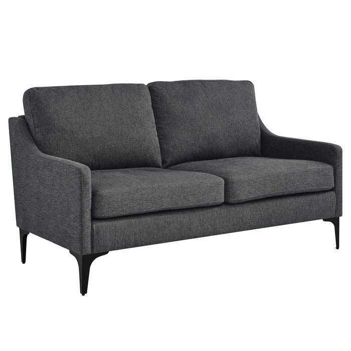 Loveseats Corland Upholstered Fabric Loveseat Charcoal -Free Shipping at Bohemian Home Decor