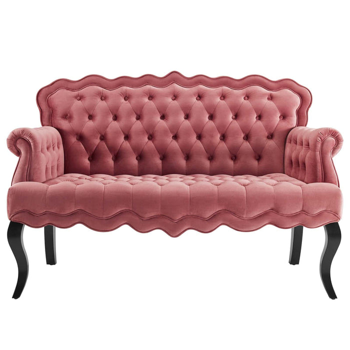 Loveseats Viola Chesterfield Button Tufted Loveseat Performance Velvet Settee -Free Shipping at Bohemian Home Decor