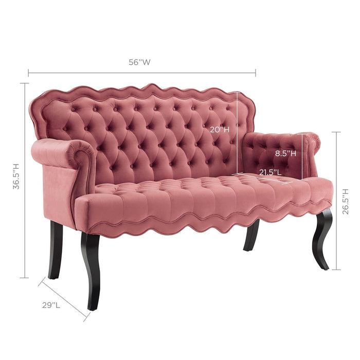 Viola Chesterfield Button Tufted Loveseat Performance Velvet Settee | Bohemian Home Decor
