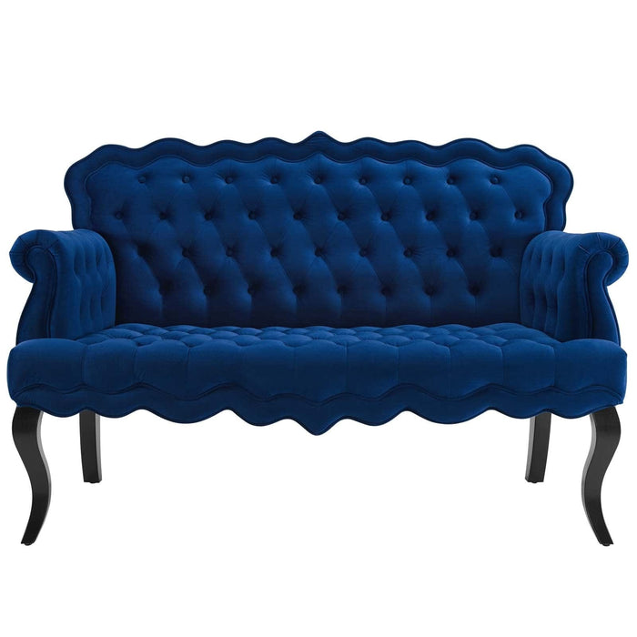Viola Chesterfield Button Tufted Loveseat Performance Velvet Settee | Bohemian Home Decor