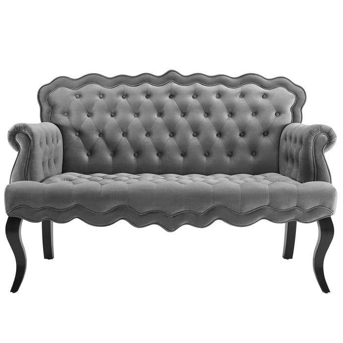 Loveseats Viola Chesterfield Button Tufted Loveseat Performance Velvet Settee -Free Shipping at Bohemian Home Decor