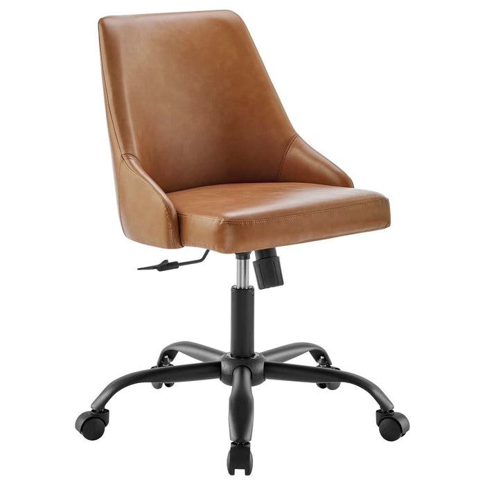 Office Chairs Designate Swivel Vegan Leather Office Chair Black Tan -Free Shipping at Bohemian Home Decor