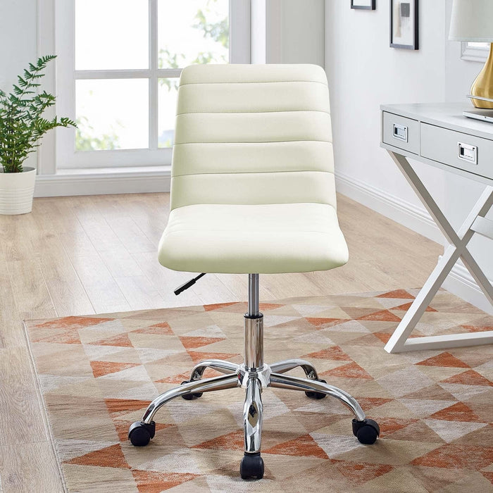 Ripple Armless Mid Back Vinyl Office Chair | Bohemian Home Decor