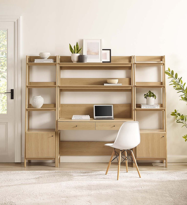 Bixby 3-Piece Wood Office Desk and Bookshelf II | Bohemian Home Decor