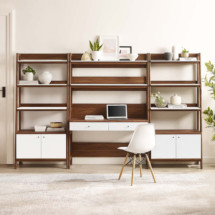 Bixby 3-Piece Wood Office Desk and Bookshelf | Bohemian Home Decor