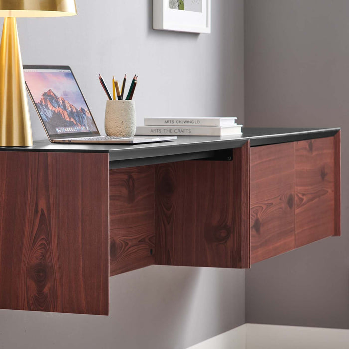 Kinetic 38" Wall-Mount Office Desk With Cabinet and Shelf | Bohemian Home Decor