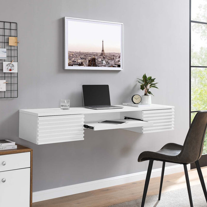 Render Wall Mount Wood Office Desk | Bohemian Home Decor